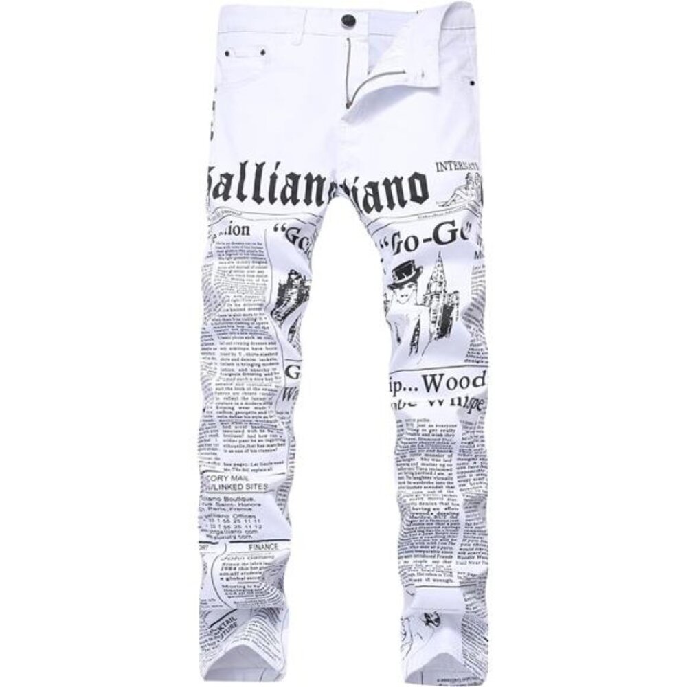 New w Tags Slim Fit Stretch Jeans, Printed Skinny Jeans for Men Fashion - Picture 1 of 7